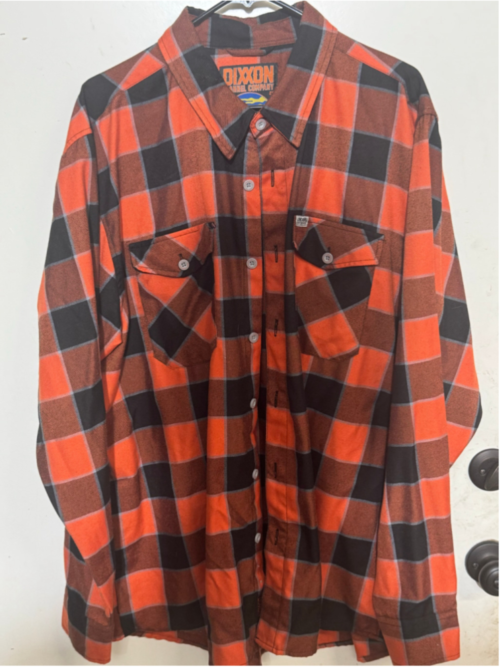 Hill City -Men's Dixxon Flannel Company Button Down Shirt XXL Orange Black Plaid